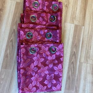 62"x 51"Red Floral Curtains by Luxury Home Textiles Grommets Sparkly 4 Panels